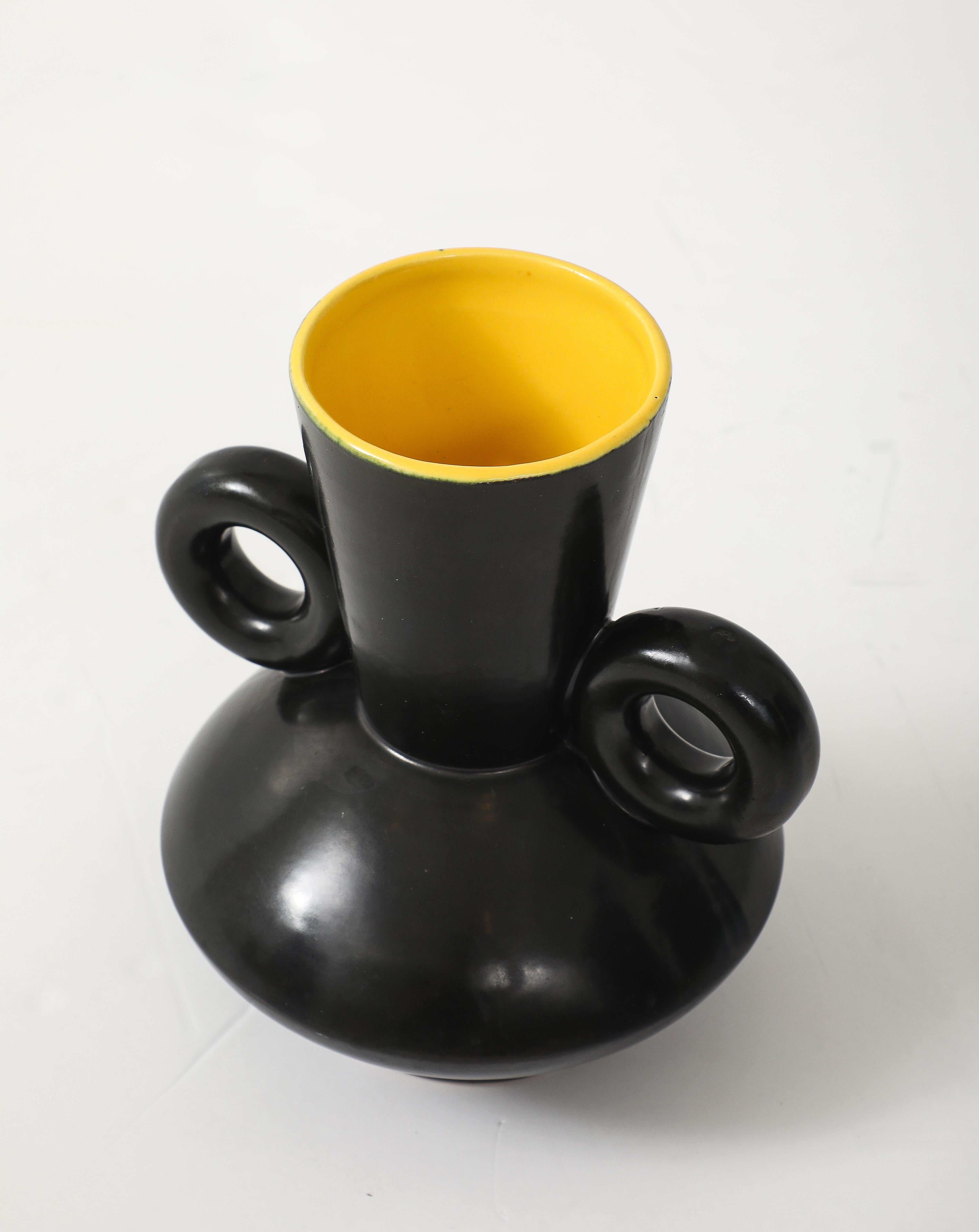 Poet Laval Matte Black Glazed Vase For Sale 1