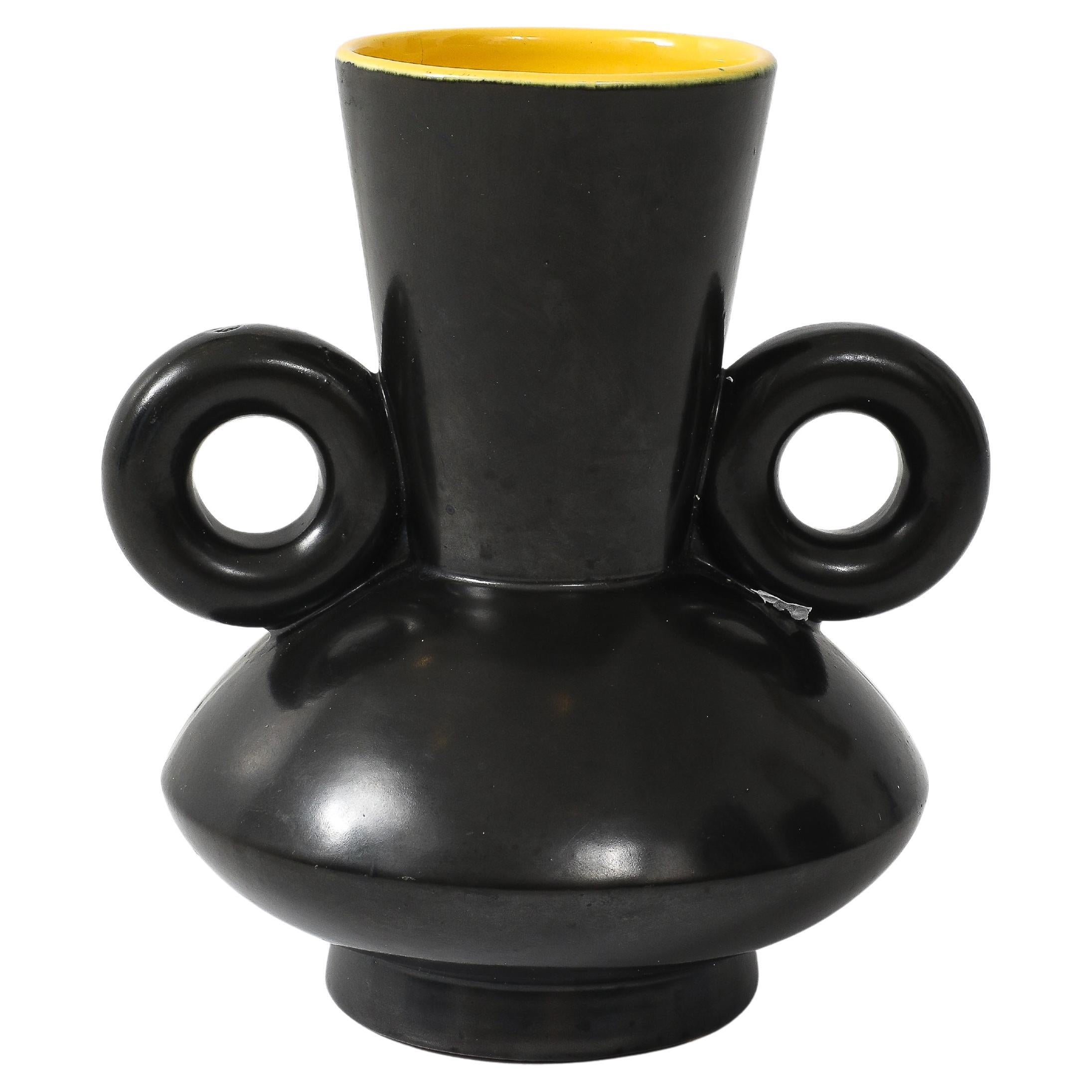 Poet Laval Matte Black Glazed Vase For Sale