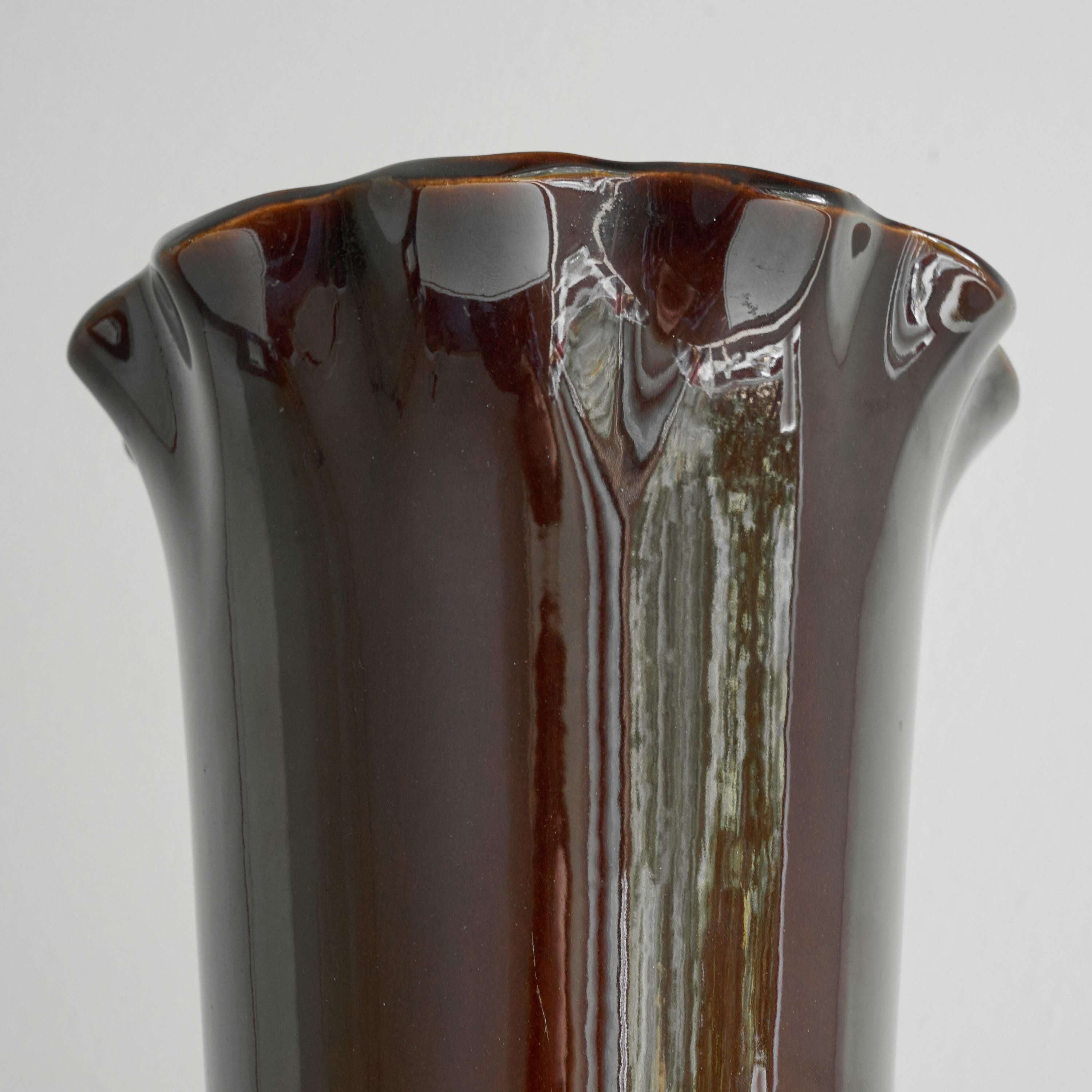 French Poët-Laval ‘Ondulé’ Glazed Pottery Vase 1960s For Sale