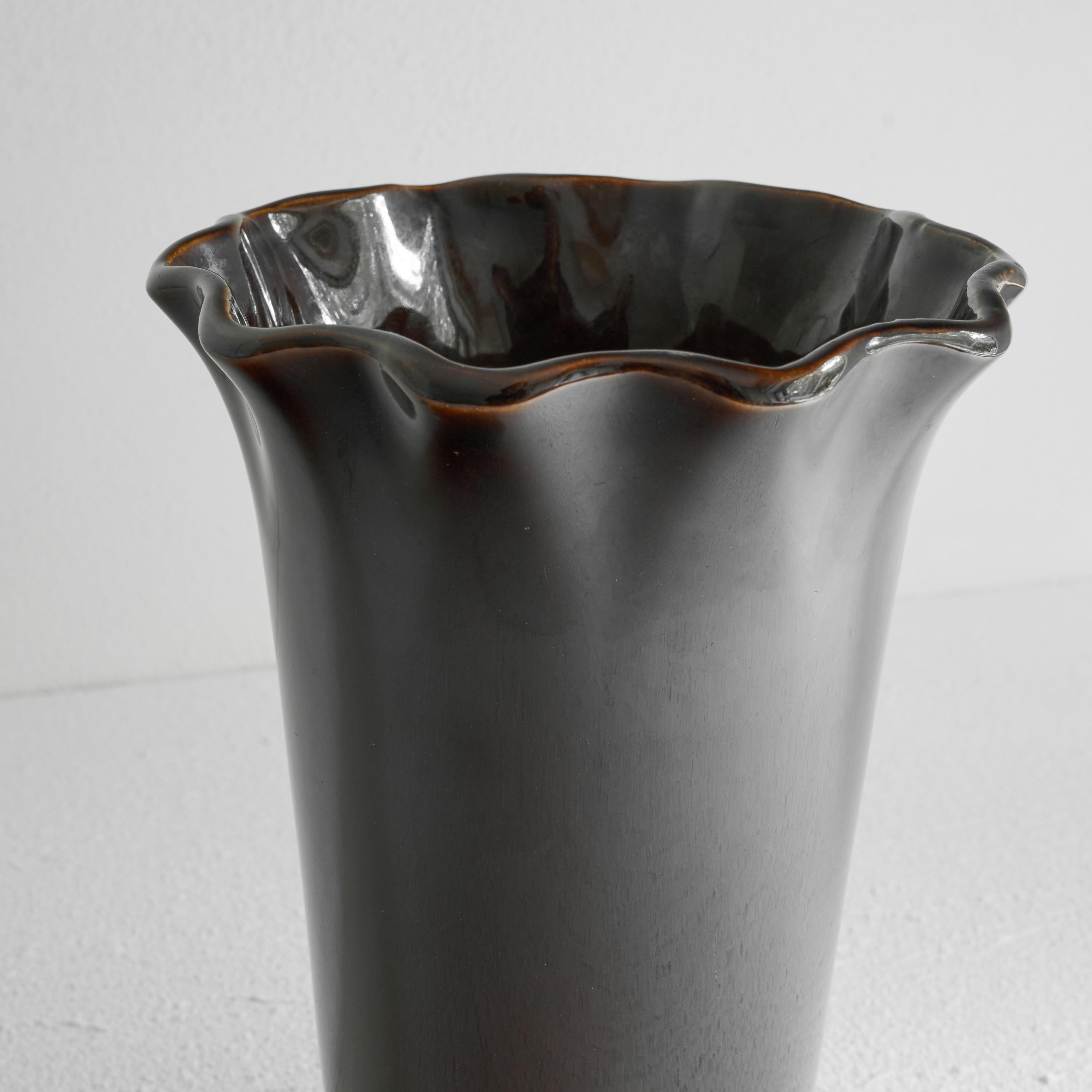Poët-Laval ‘Ondulé’ Glazed Pottery Vase 1960s In Good Condition For Sale In Tilburg, NL