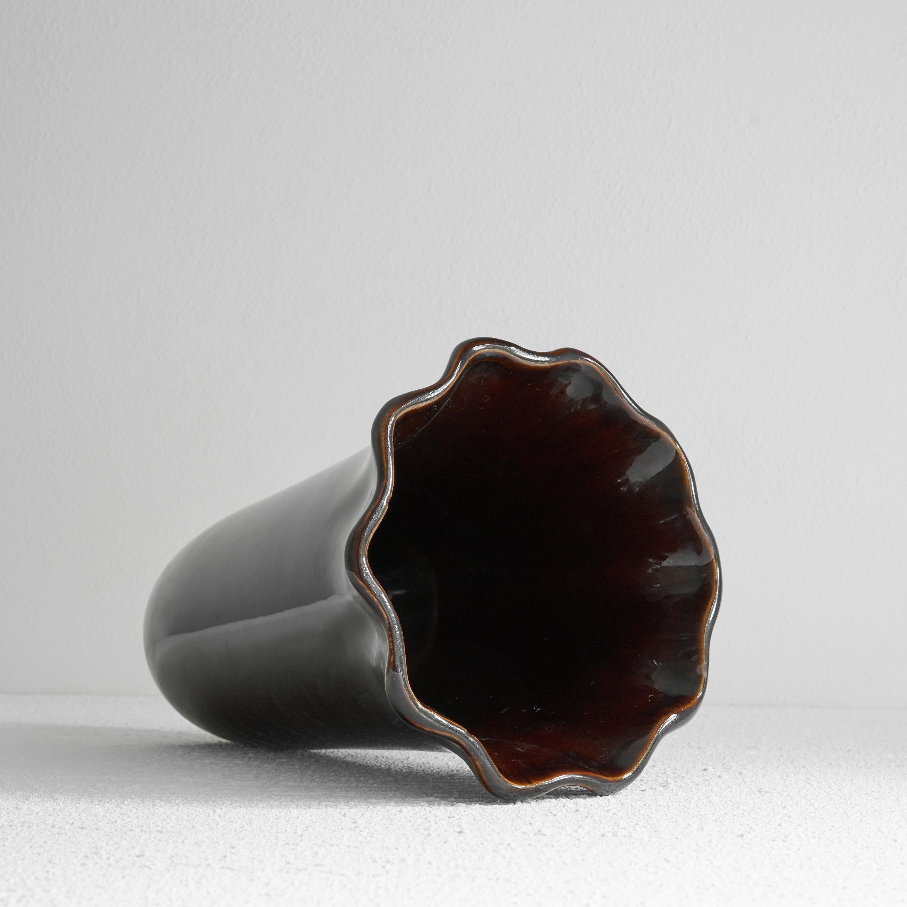 20th Century Poët-Laval ‘Ondulé’ Glazed Pottery Vase 1960s For Sale