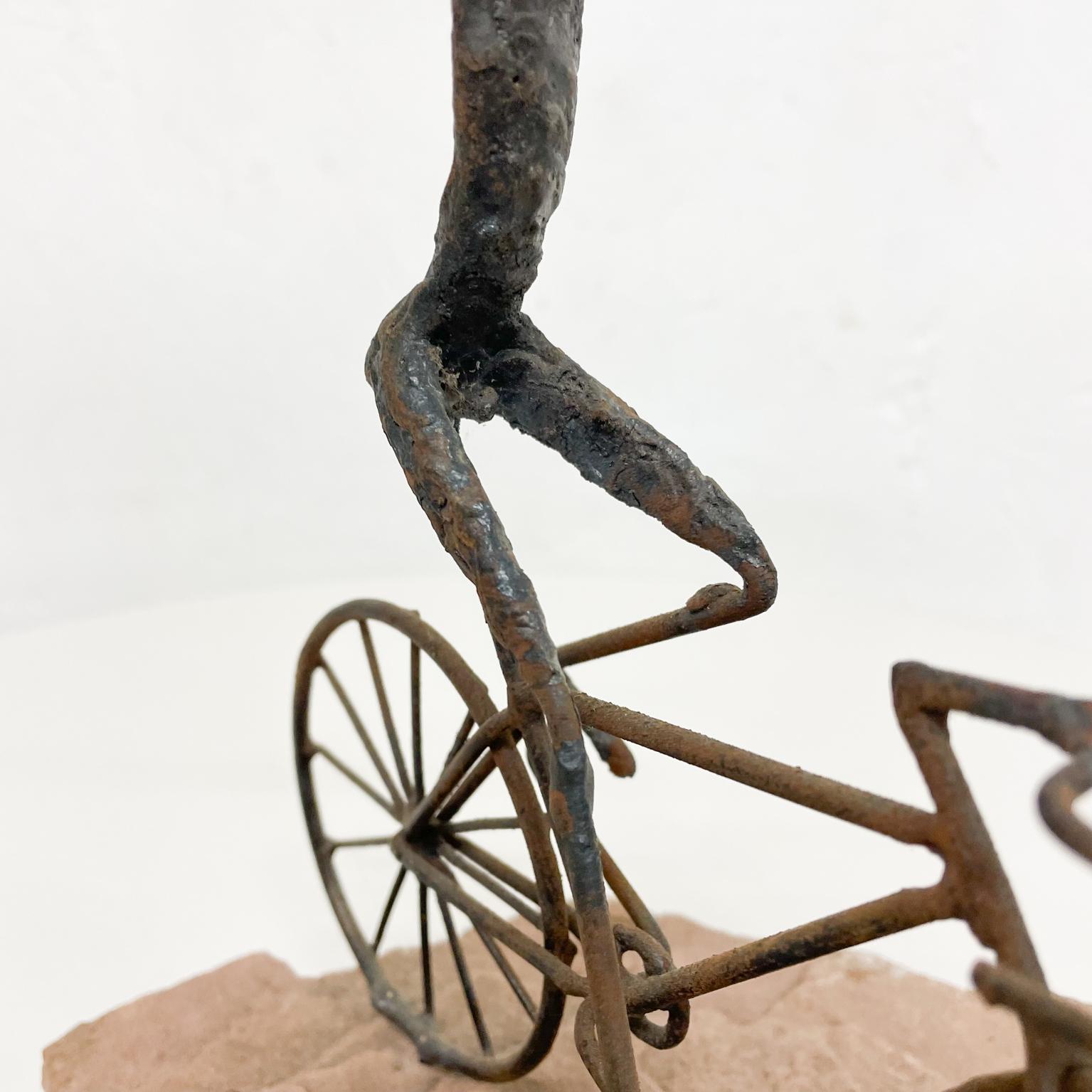 Bicycle Art Metal Sculpture on Stone in the Style of Jack Boyd 1970s 6
