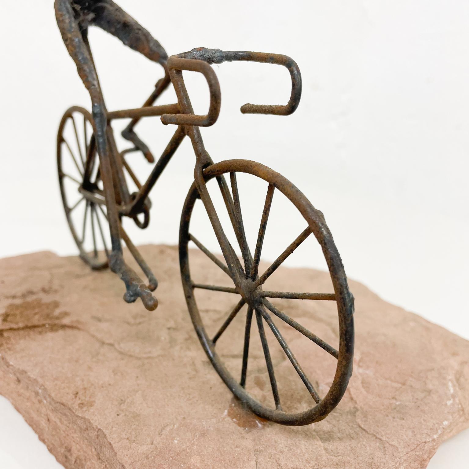 Bicycle Art Metal Sculpture on Stone in the Style of Jack Boyd 1970s 4