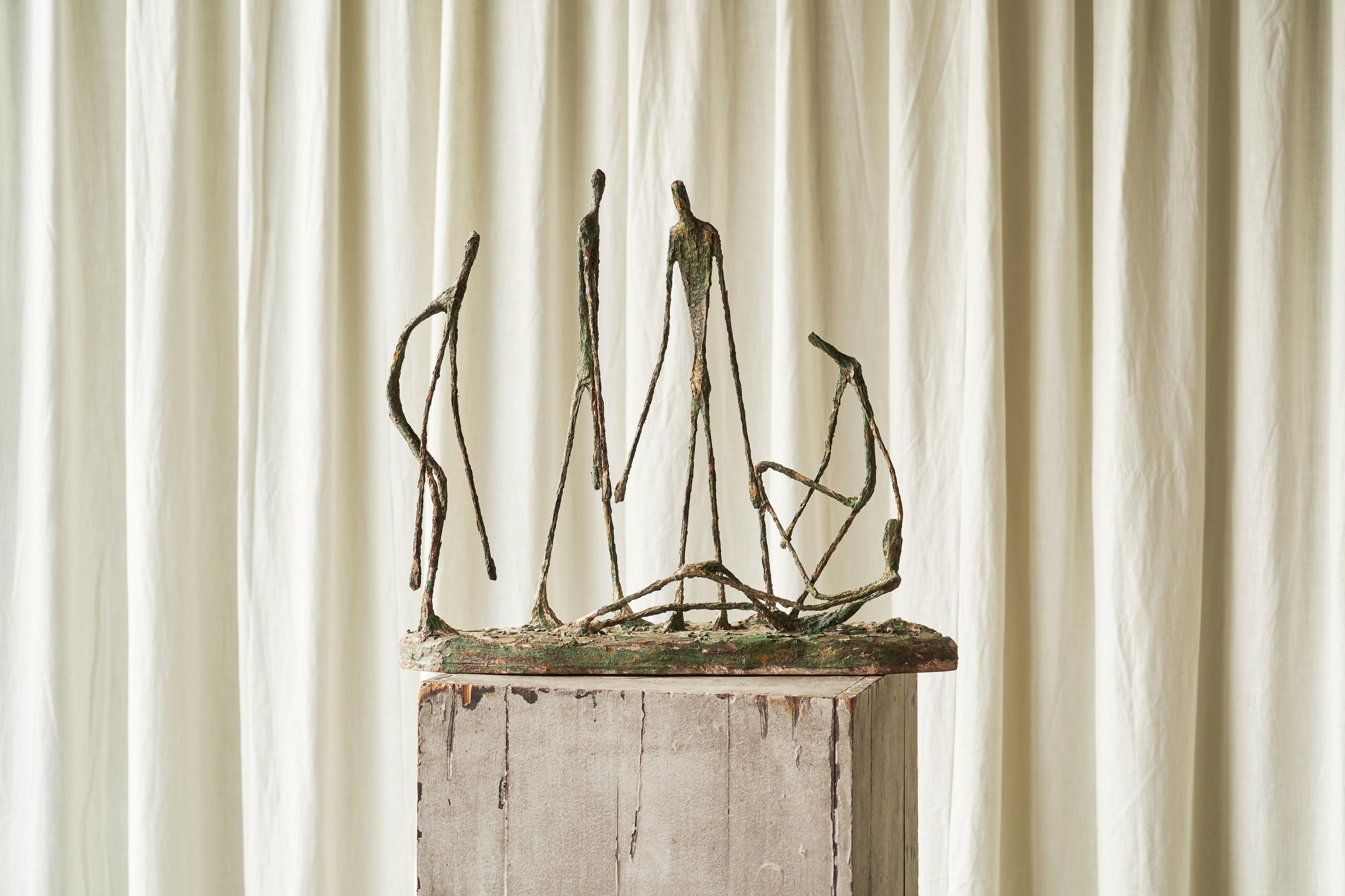 Mid-Century moderno Scultura poetica in metallo e gesso di Alberto Giacometti degli anni '70