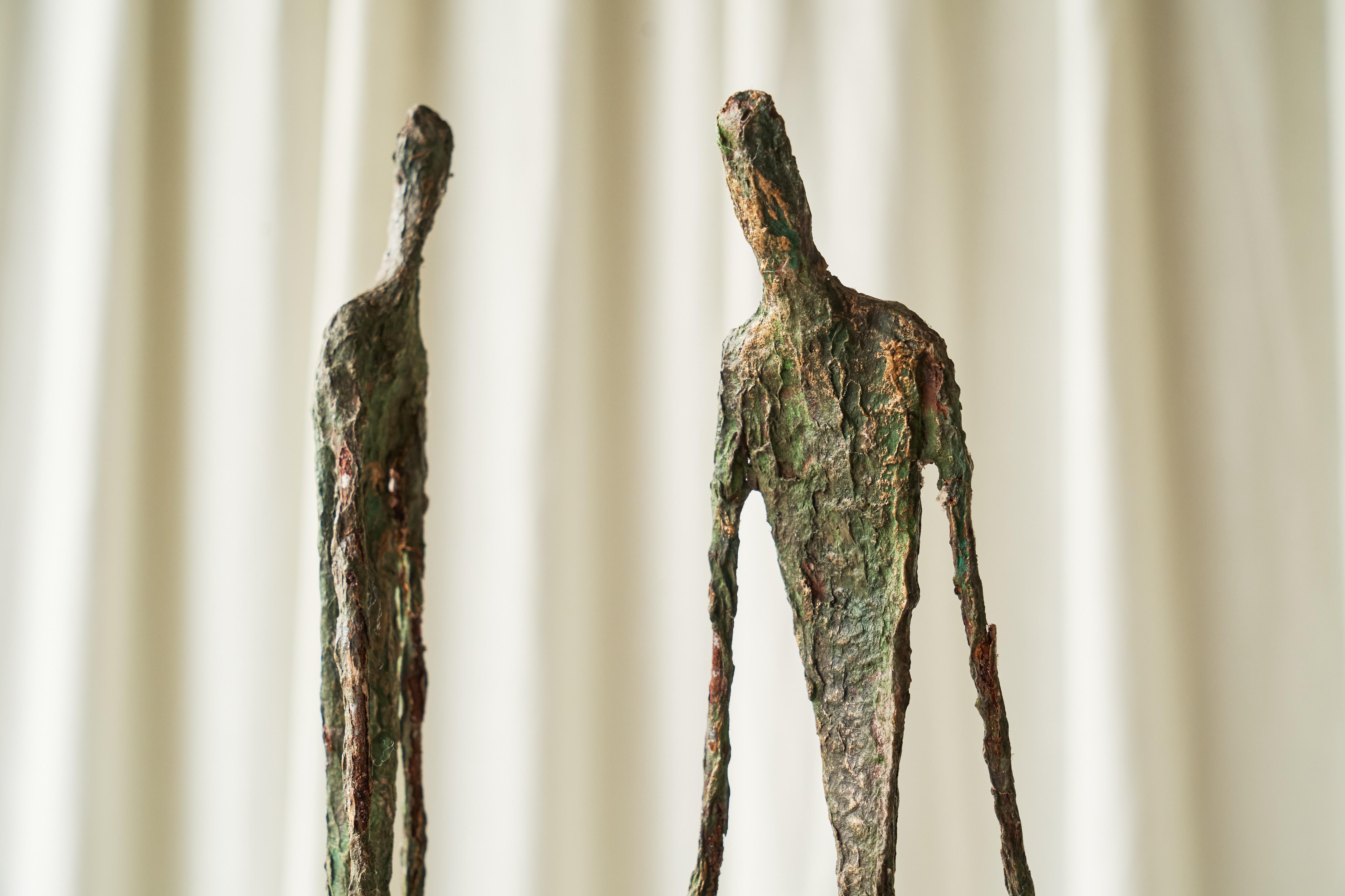 Europeo Scultura poetica in metallo e gesso di Alberto Giacometti degli anni '70