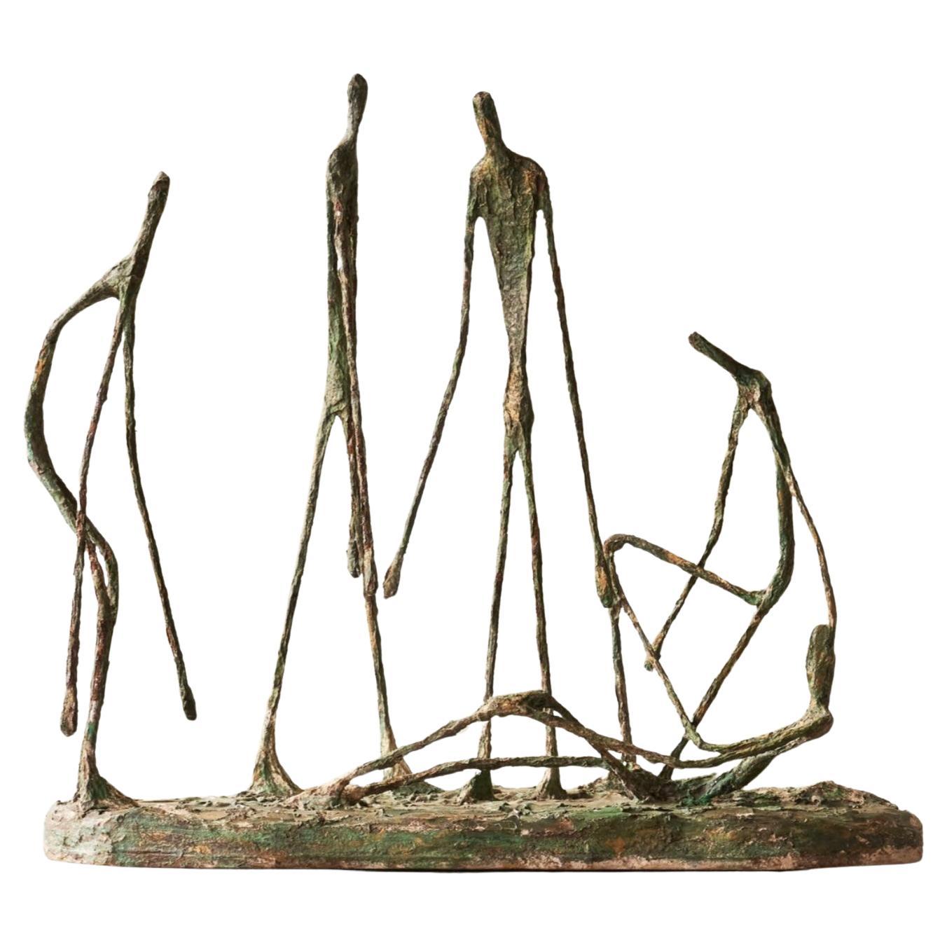 Scultura poetica in metallo e gesso di Alberto Giacometti degli anni '70