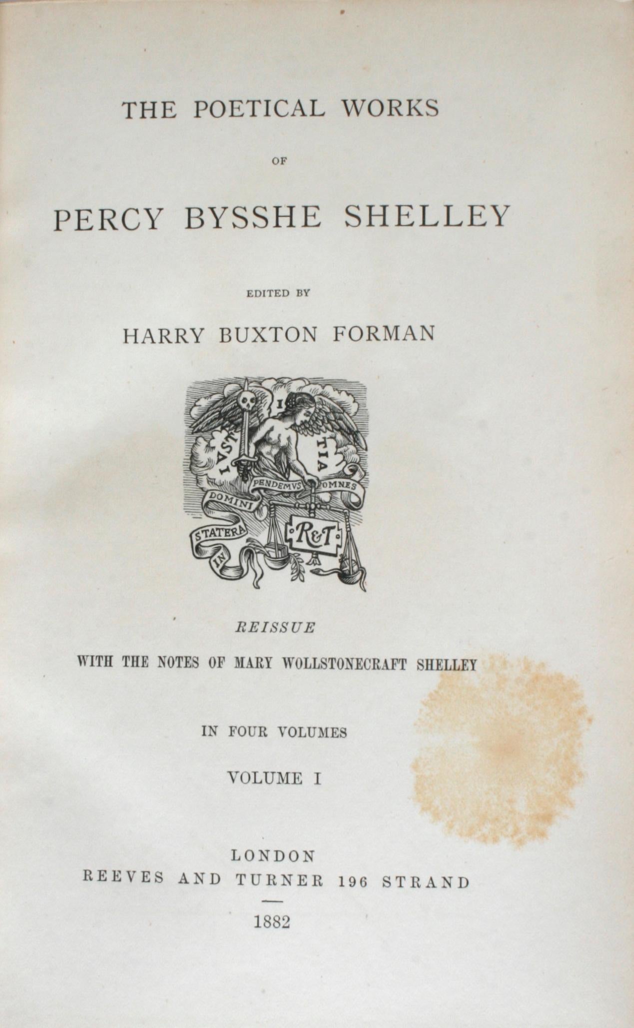 Poetical Works of Percy Bysshe Shelley with Harrison & Son Binding In Good Condition For Sale In valatie, NY