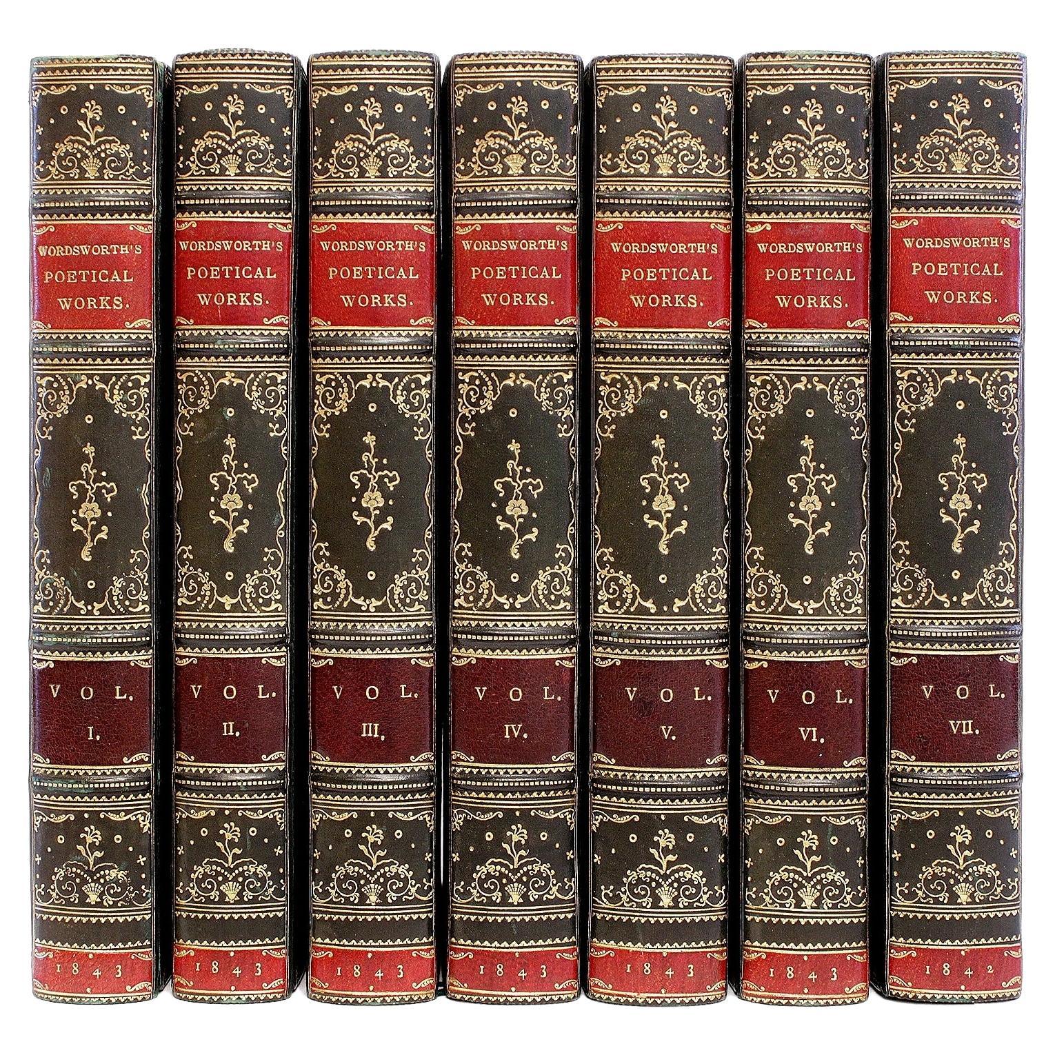 Poetical Works of William Wordsworth - 7 vols. - IN A FINE FULL LEATHER BINDING