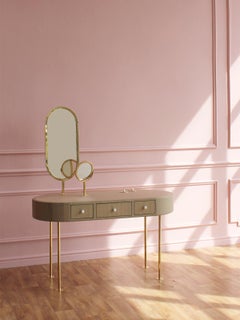 Poetry Dressing Table, European Oak and Italian Leather by AUSTE OST