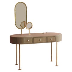 Poetry Dressing Table, European Oak and Italian Leather by AUSTE OST