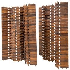 Vintage Poggi, Pair of Screens in Wood, Italy, circa 1960