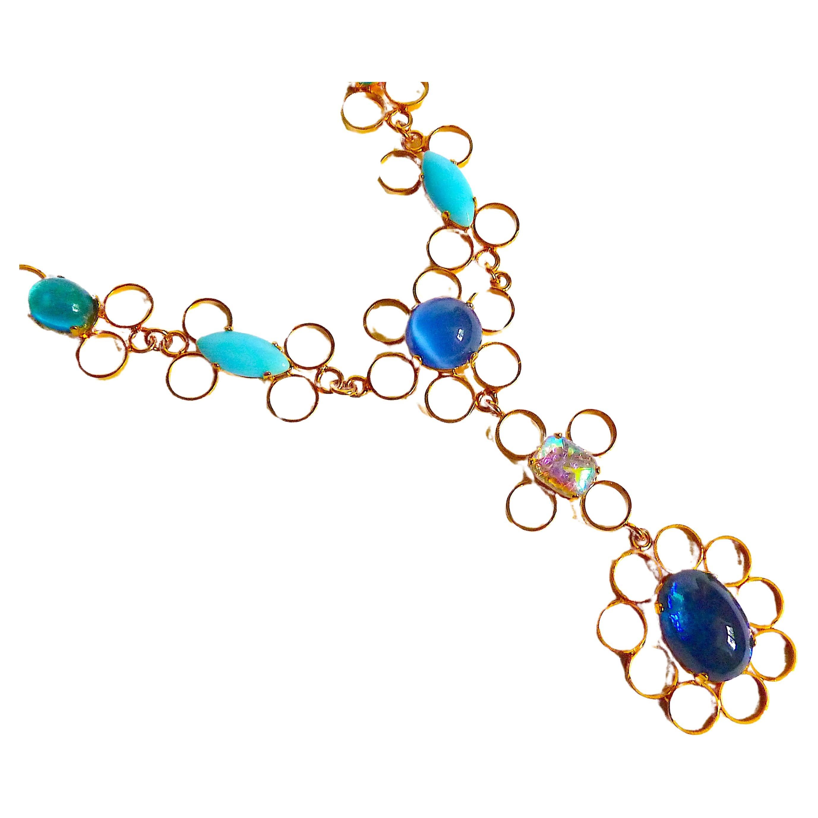 POGGI PARIS Halskette mit blauen Steinen aus den 1980er Jahren im Angebot