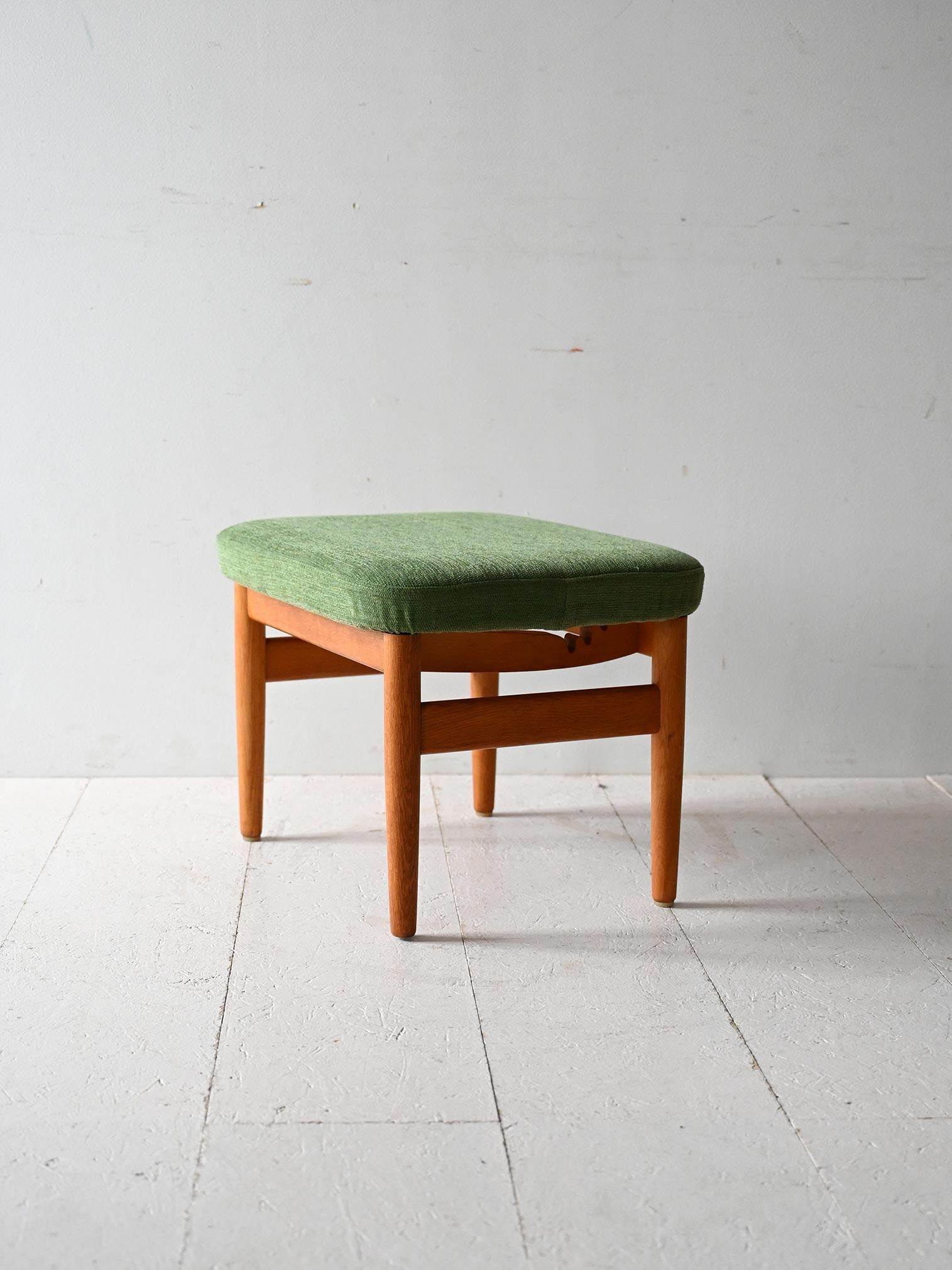 Scandinavian Modern Scandinavian vintage adjustable footstool with green cushion For Sale