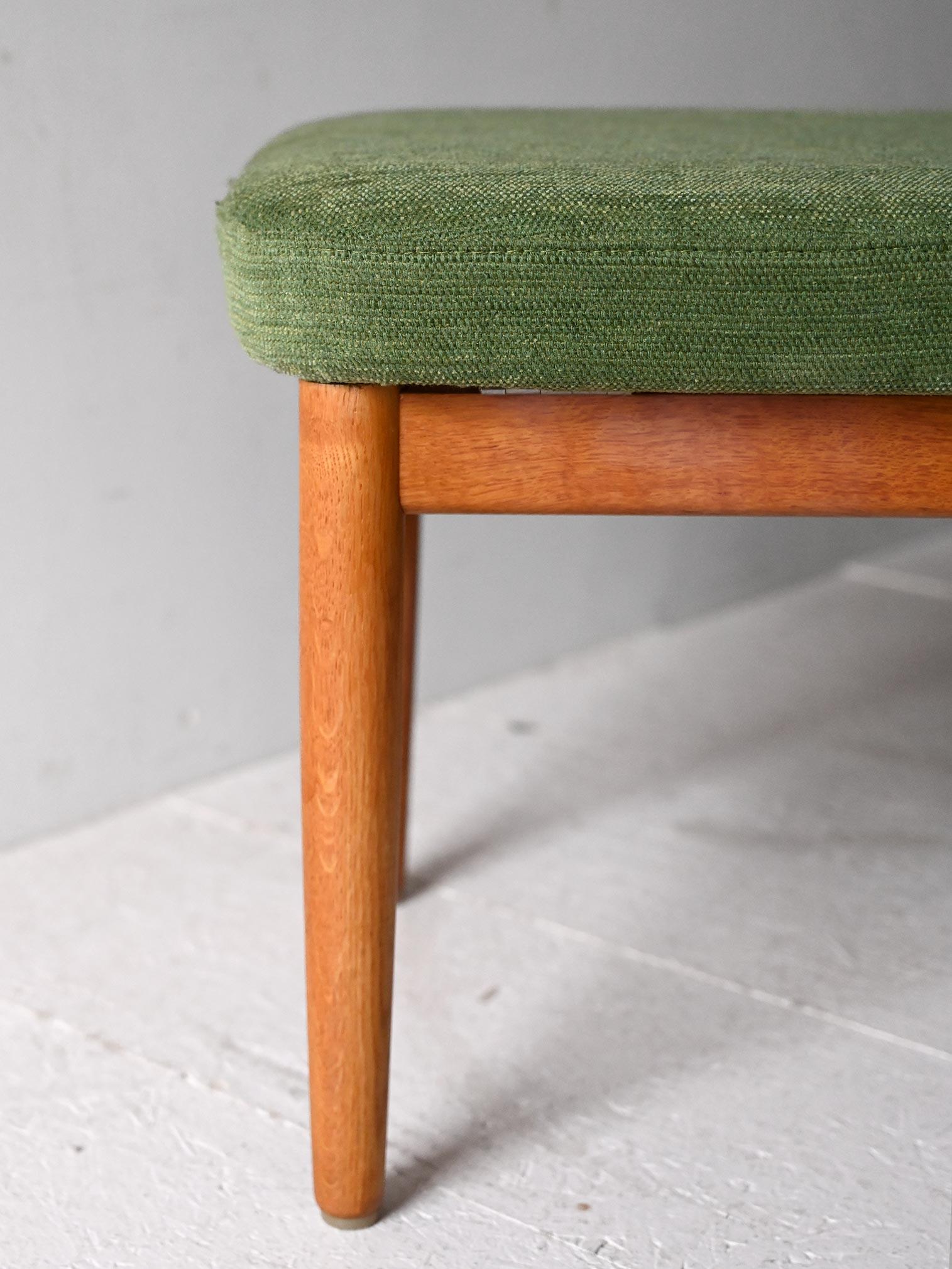 Mid-20th Century Scandinavian vintage adjustable footstool with green cushion For Sale