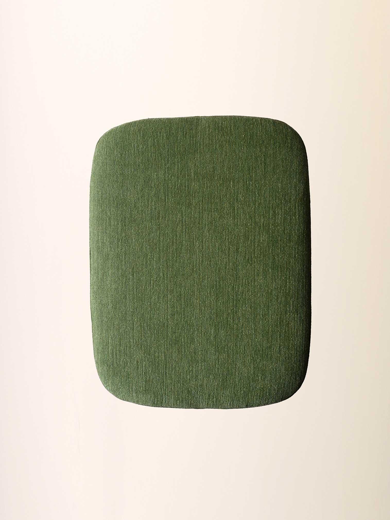 Scandinavian vintage adjustable footstool with green cushion For Sale 1