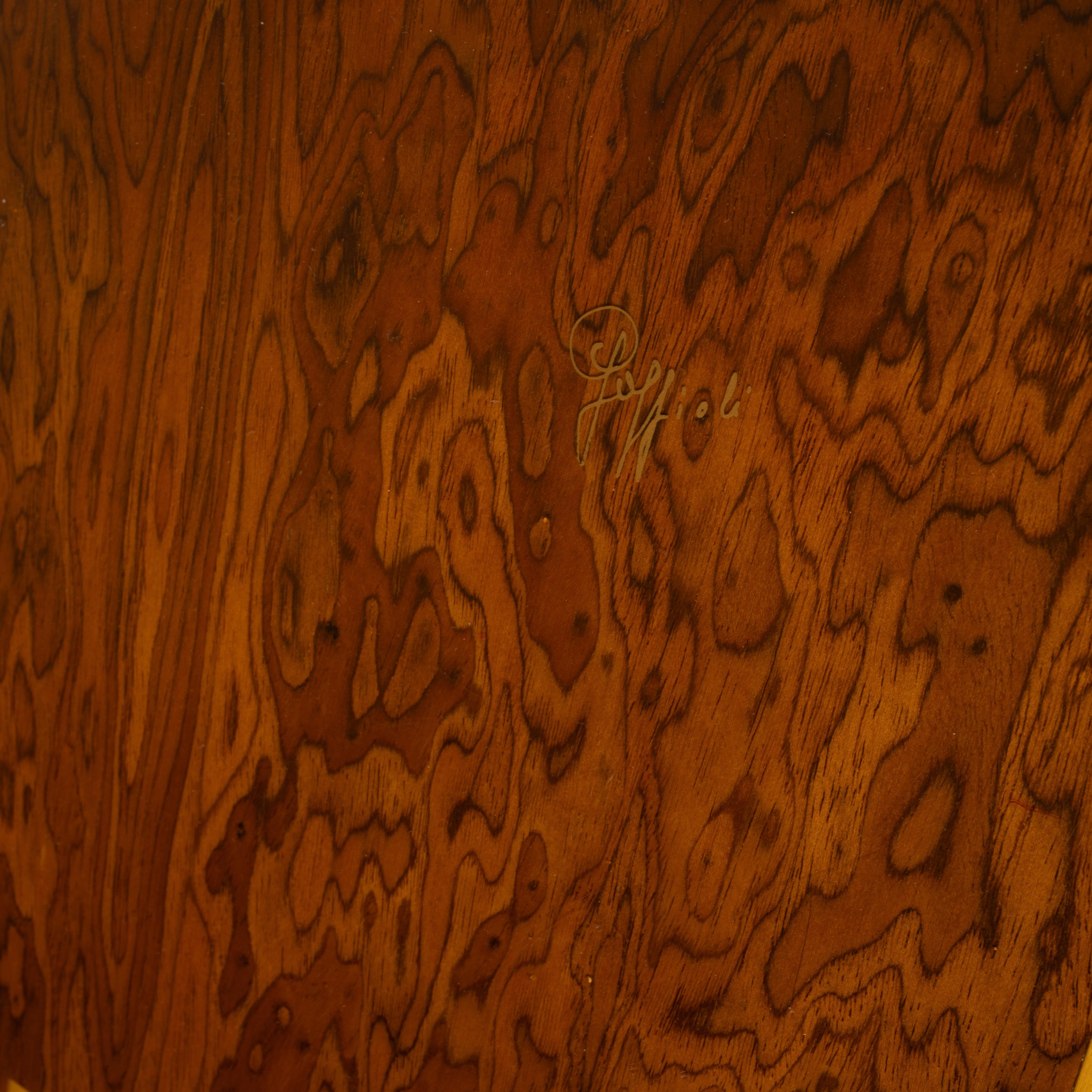 Poggioli Chest of Drawers in Burl Wood and Brass, 1970s in vendita 11