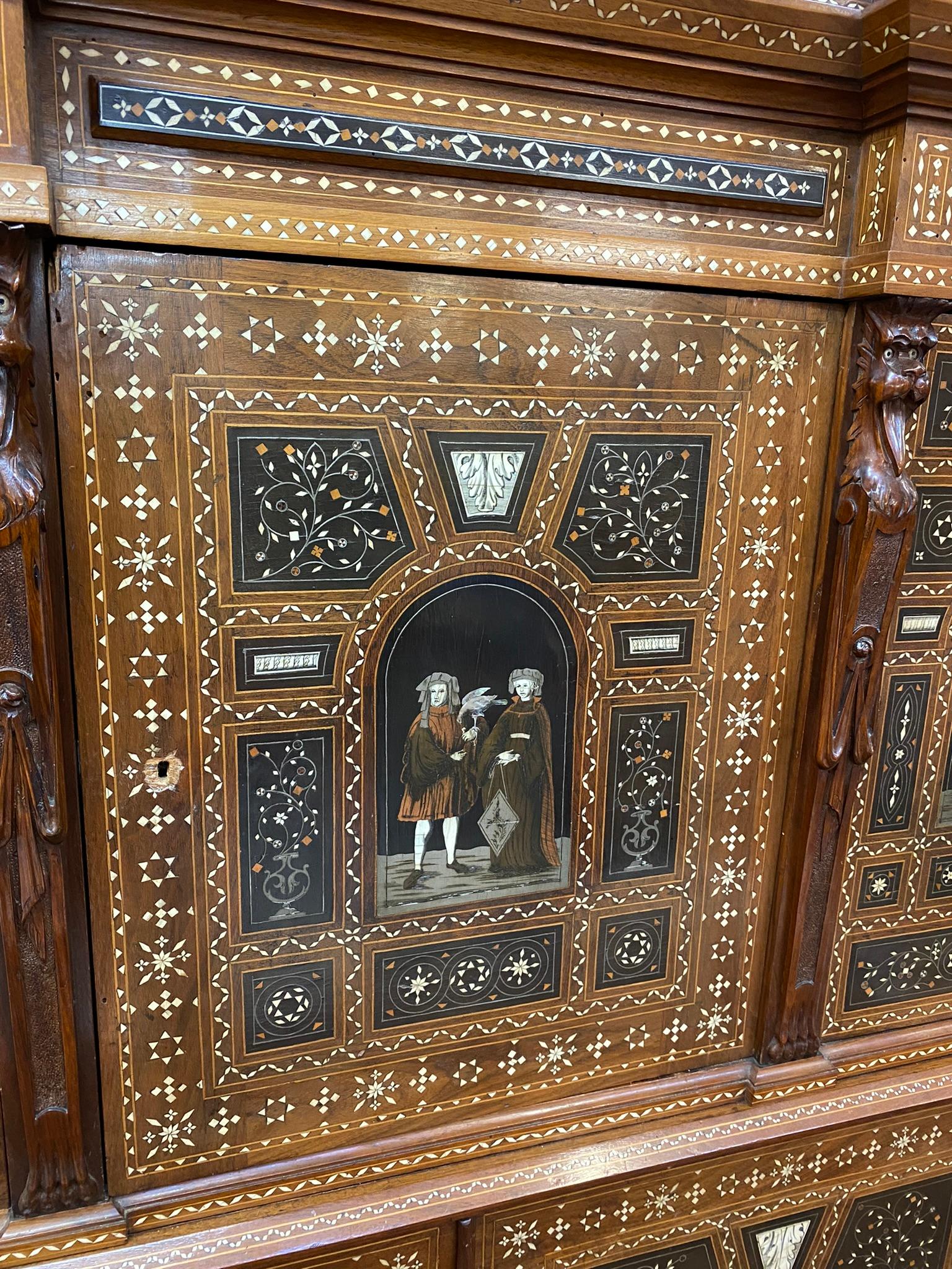 Pogliani, Cabinet in Two Parts, Inlaid and Inlaid with Ebony For Sale 4