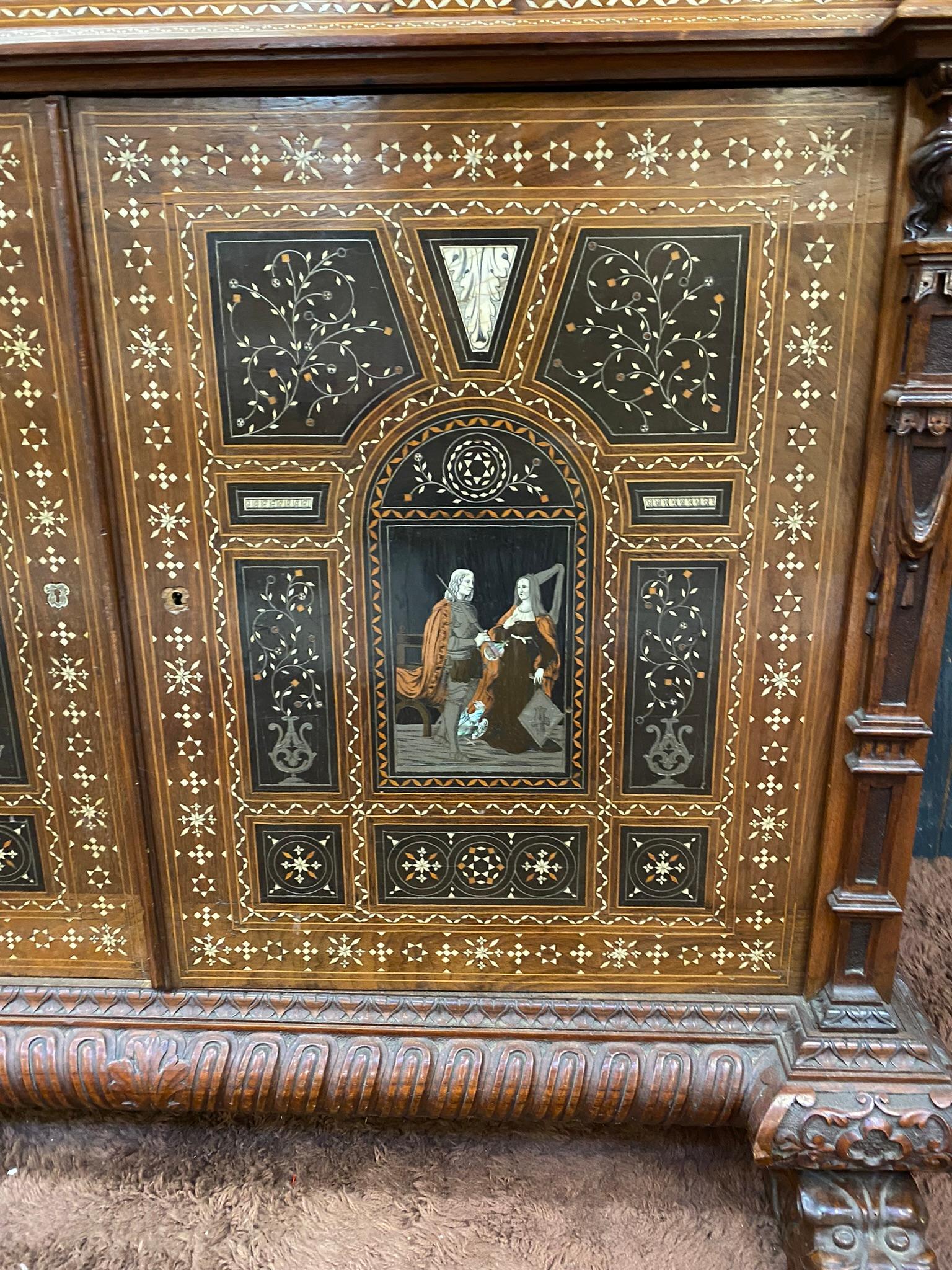 Pogliani, Cabinet in Two Parts, Inlaid and Inlaid with Ebony For Sale 7