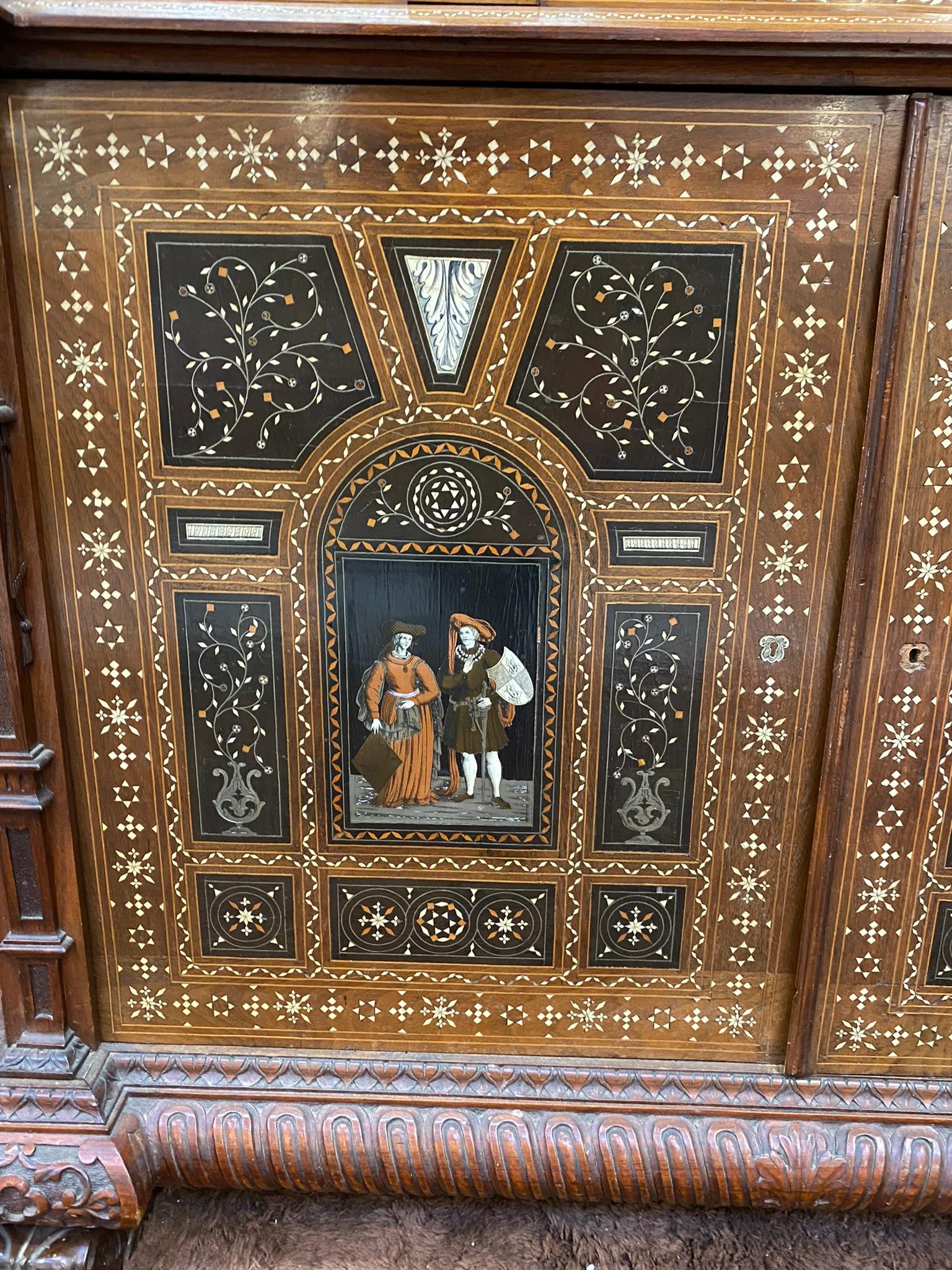 Pogliani, Cabinet in Two Parts, Inlaid and Inlaid with Ebony For Sale 9