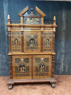 Pogliani, Cabinet in Two Parts, Inlaid and Inlaid with Ebony