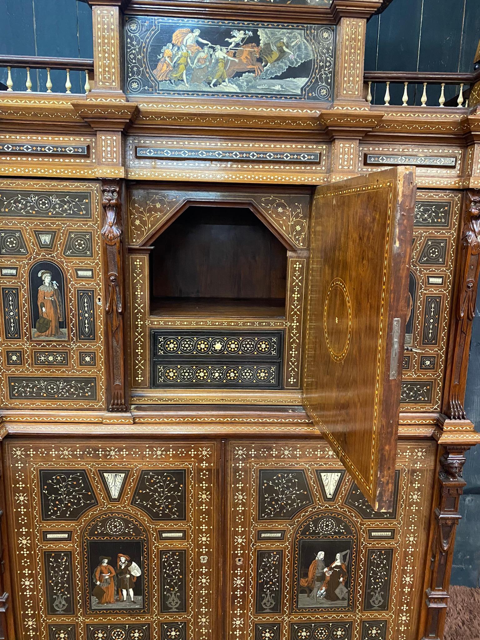 Pogliani, Cabinet in Two Parts, Inlaid and Inlaid with Ebony For Sale 12