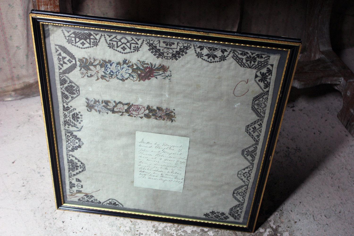 Poignant George III Period Unfinished Sampler by Margaret Penrose Robinson 1809 5