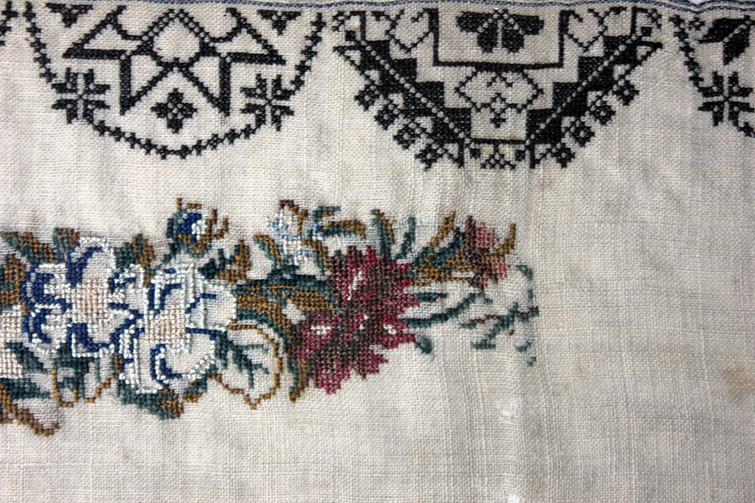 English Poignant George III Period Unfinished Sampler by Margaret Penrose Robinson 1809