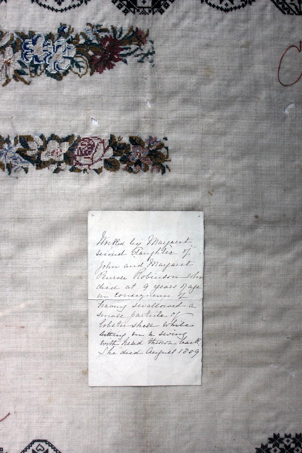 Poignant George III Period Unfinished Sampler by Margaret Penrose Robinson 1809 1