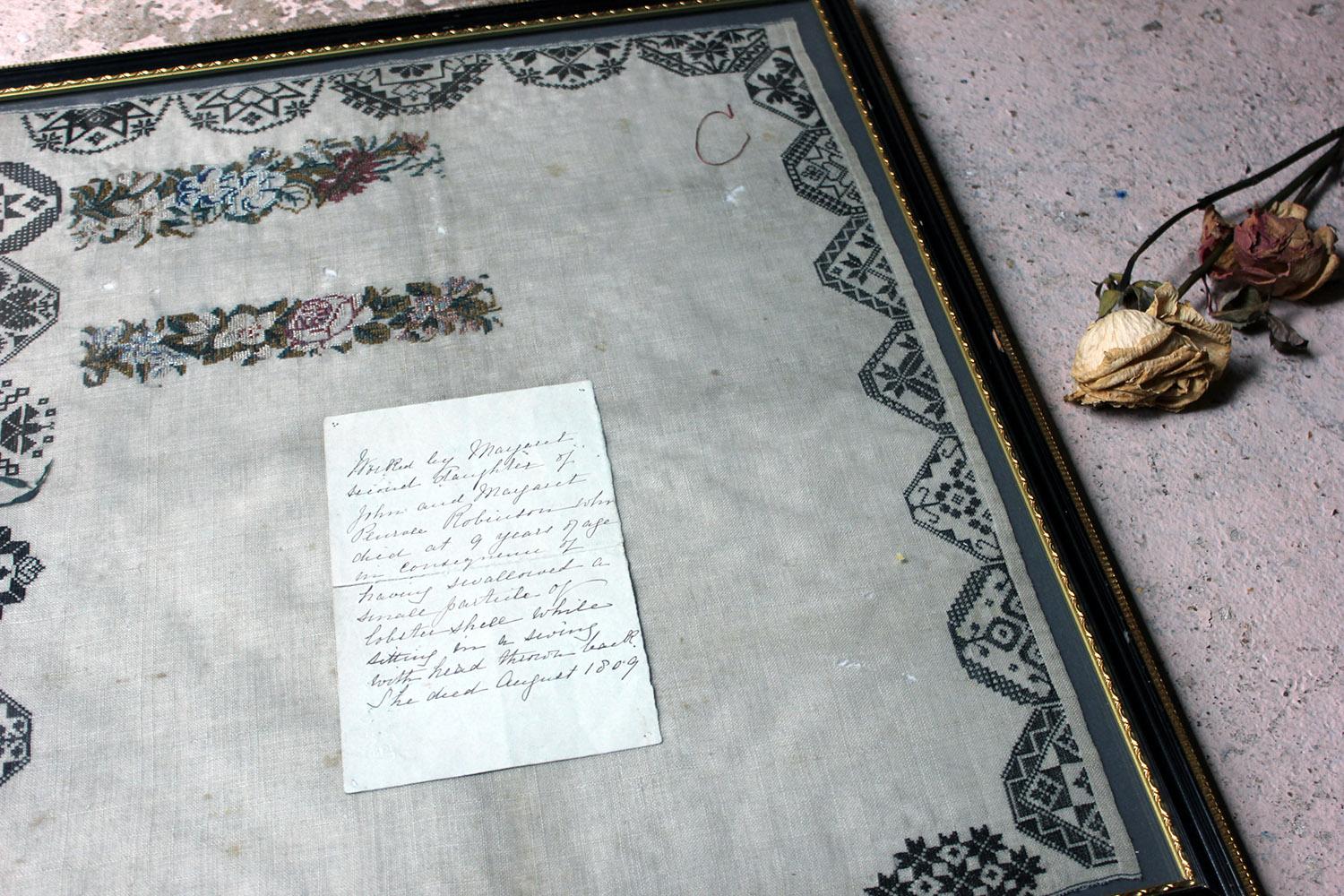Poignant George III Period Unfinished Sampler by Margaret Penrose Robinson 1809 2