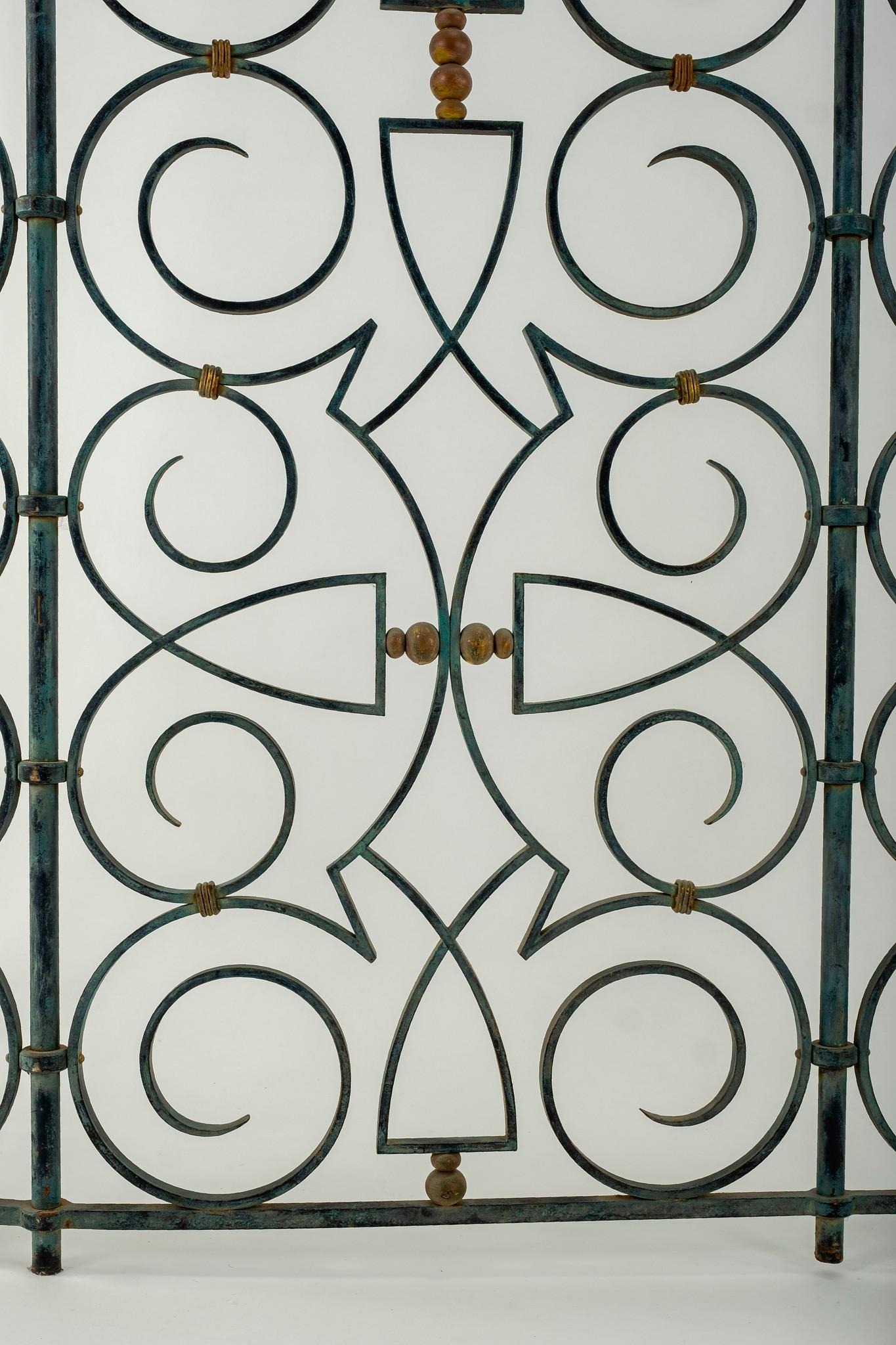 Poilerat Art Deco Iron and Brass Screen In Good Condition For Sale In Houston, TX