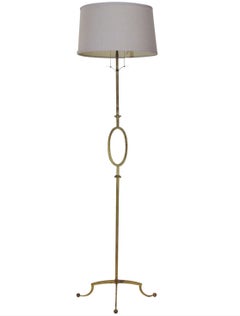 Vintage Poillerat Mattaliano Pair Gilt Iron Floor Lamp with Provenance