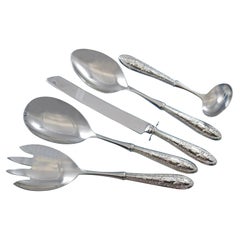 Poinsettia by Wallace Sterling Silver Serving Set Christmas 5-Piece Holiday