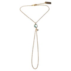 Point 14K Gold-gefüllte Handkette in Aquamarin mit leuchtenden Kristalltropfen