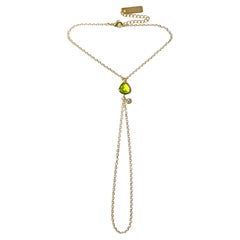 Point 14K Gold-gefüllte Handkette in Peridot Grün mit Lumin Kristall Tropfen