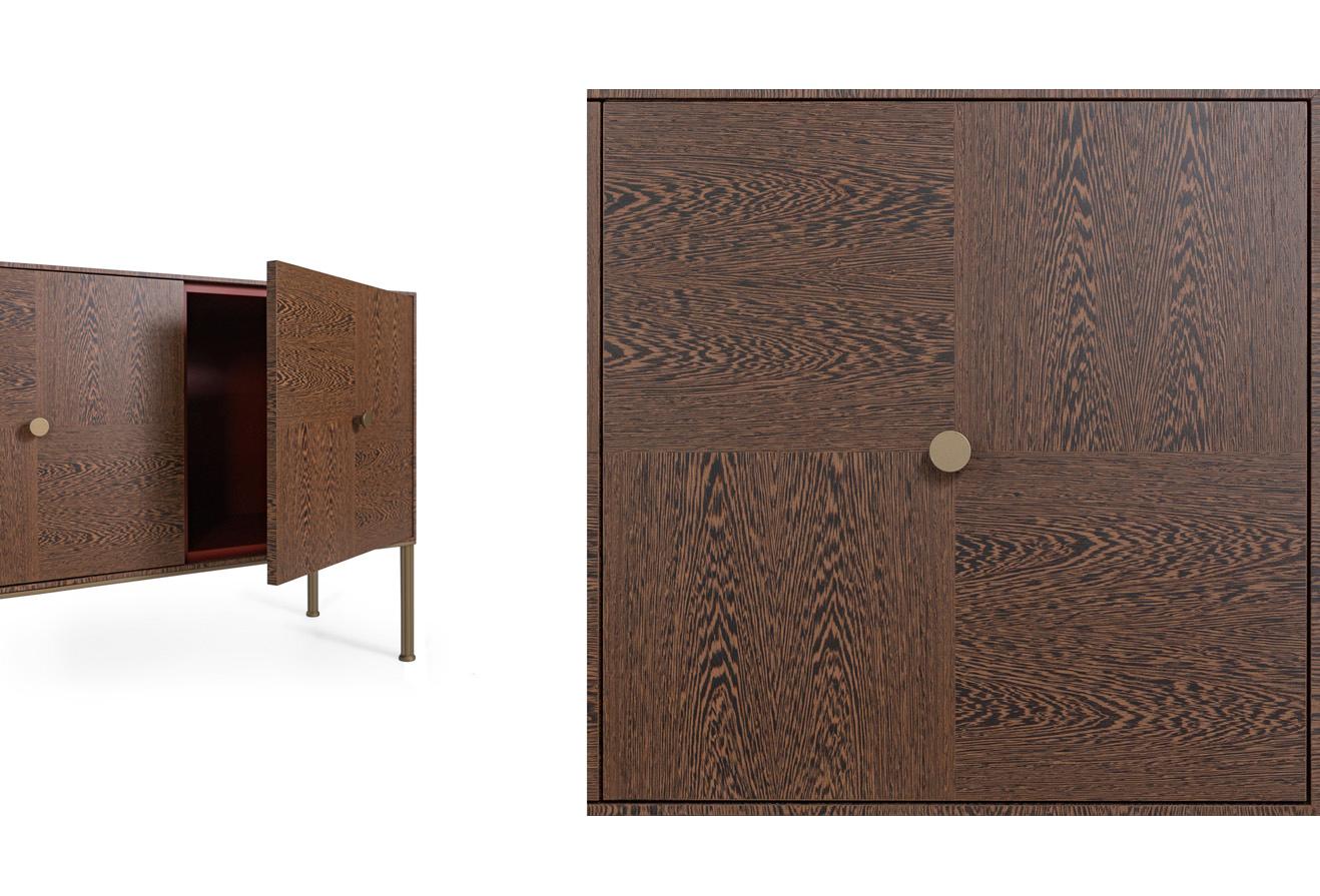 Italian Point Credenza - a Modern Geometric Sideboard with Inlay For Sale