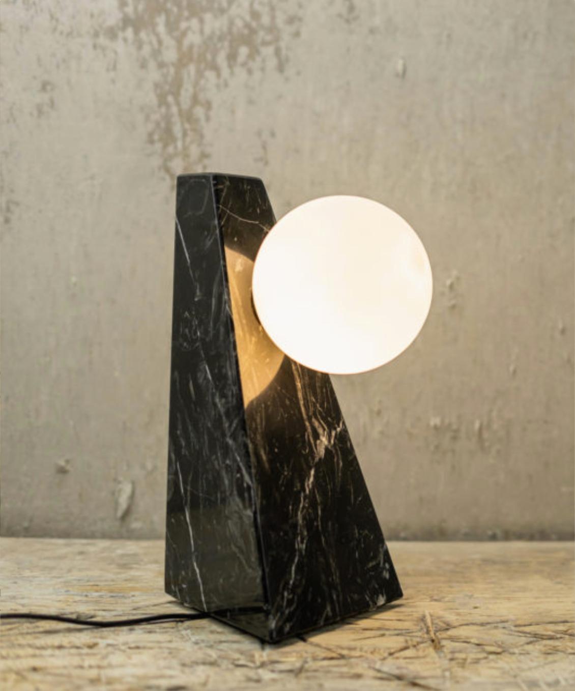 Polished Point of Contact Marble Table Lamp Designed by Samuel Dos Santos for Essenzia