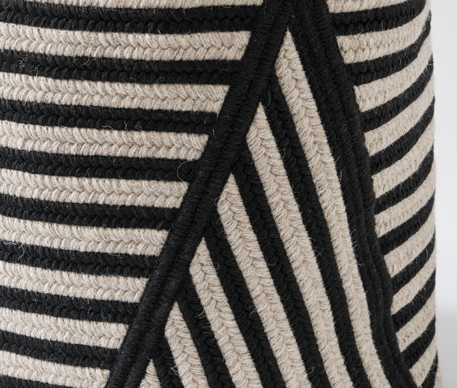 black and white striped basket