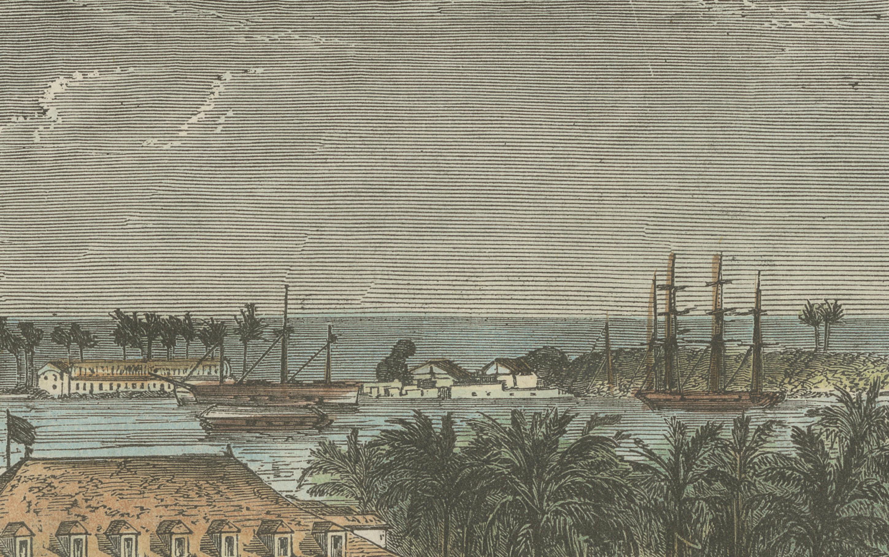 This hand-colored woodcut engraving titled 