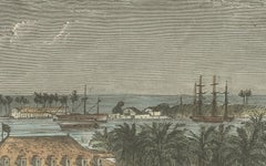 Pointe de Faré-Uté, Tahiti: Hand-Colored 19th Century Engraving