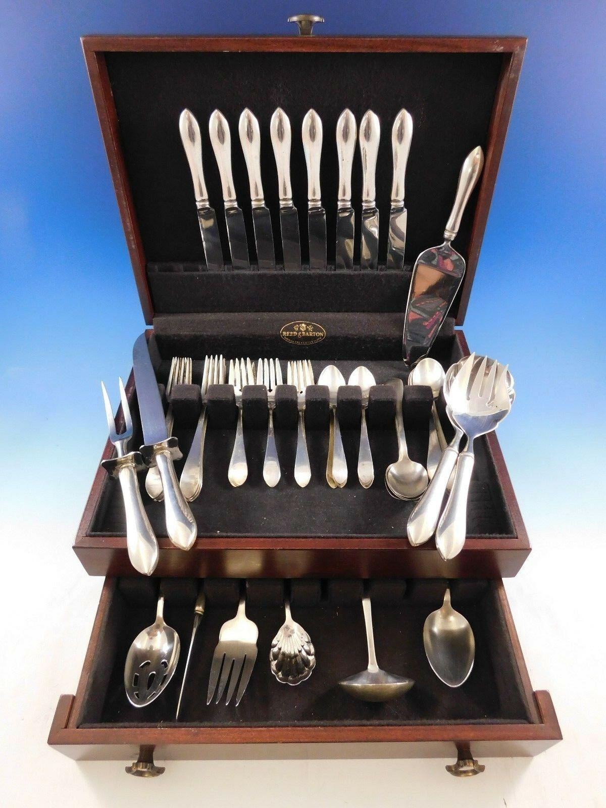 Pointed antique by D&H / R&B sterling silver flatware set, most with Reed & Barton back stamp, 51 pieces. This set includes:

8 knives, 9