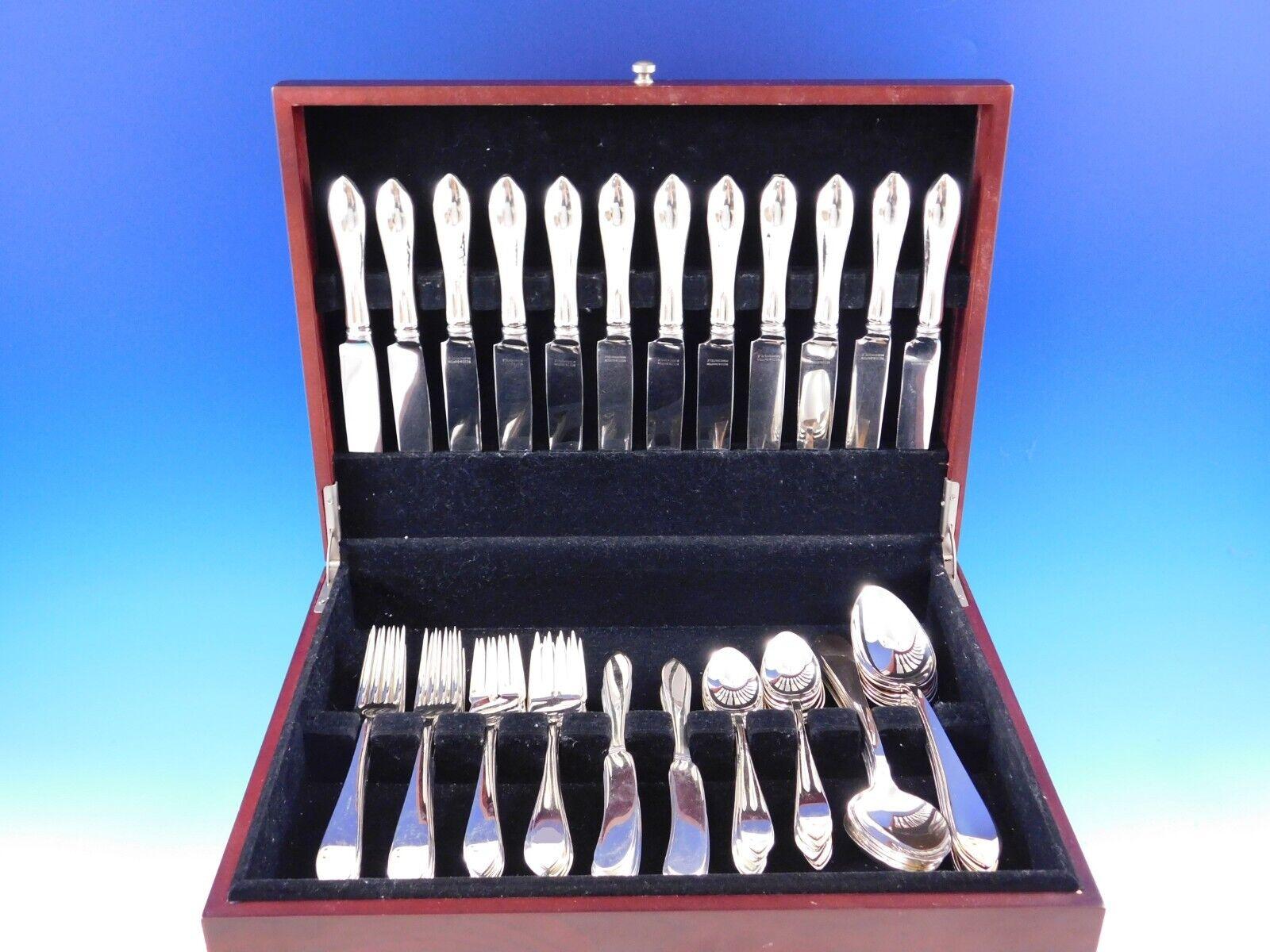 Pointed Antique by Dominick and Haff sterling silver Flatware set, 72 pieces. This set includes:

12 Knives, 8 7/8