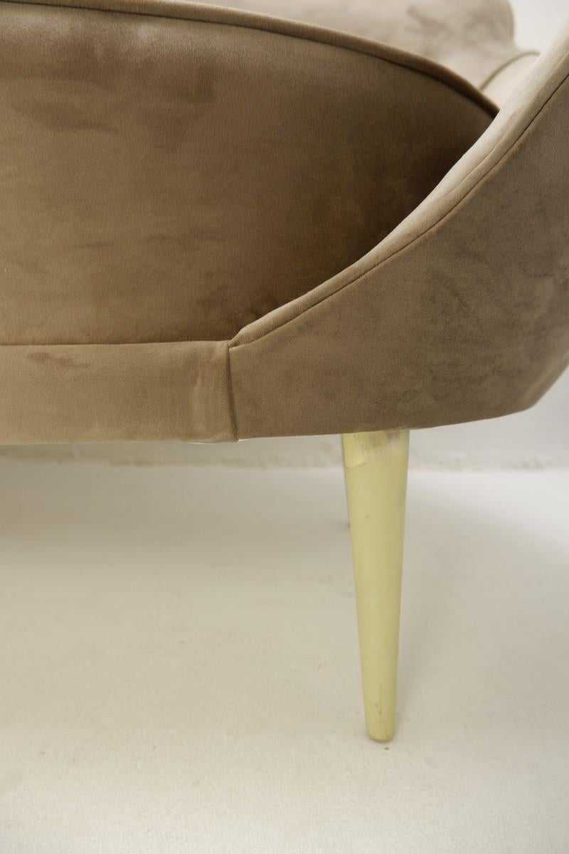 Pointed Back Italian Sofa, New Grey Velvet Upholstery For Sale 1