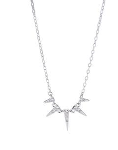 Pointed Charm Necklace 925 Sterling Silver Natural Pave Diamond Pendant For Her.