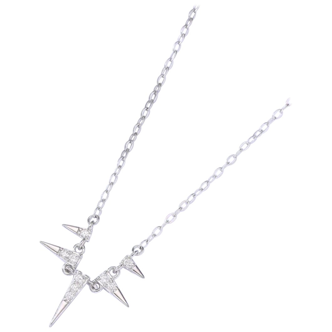 Pointed Charm Necklace 925 Sterling Silver Natural Pave Diamond Pendant For Her.