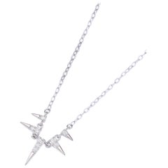 Pointed Charm Necklace 925 Sterling Silver Natural Pave Diamond Pendant For Her.