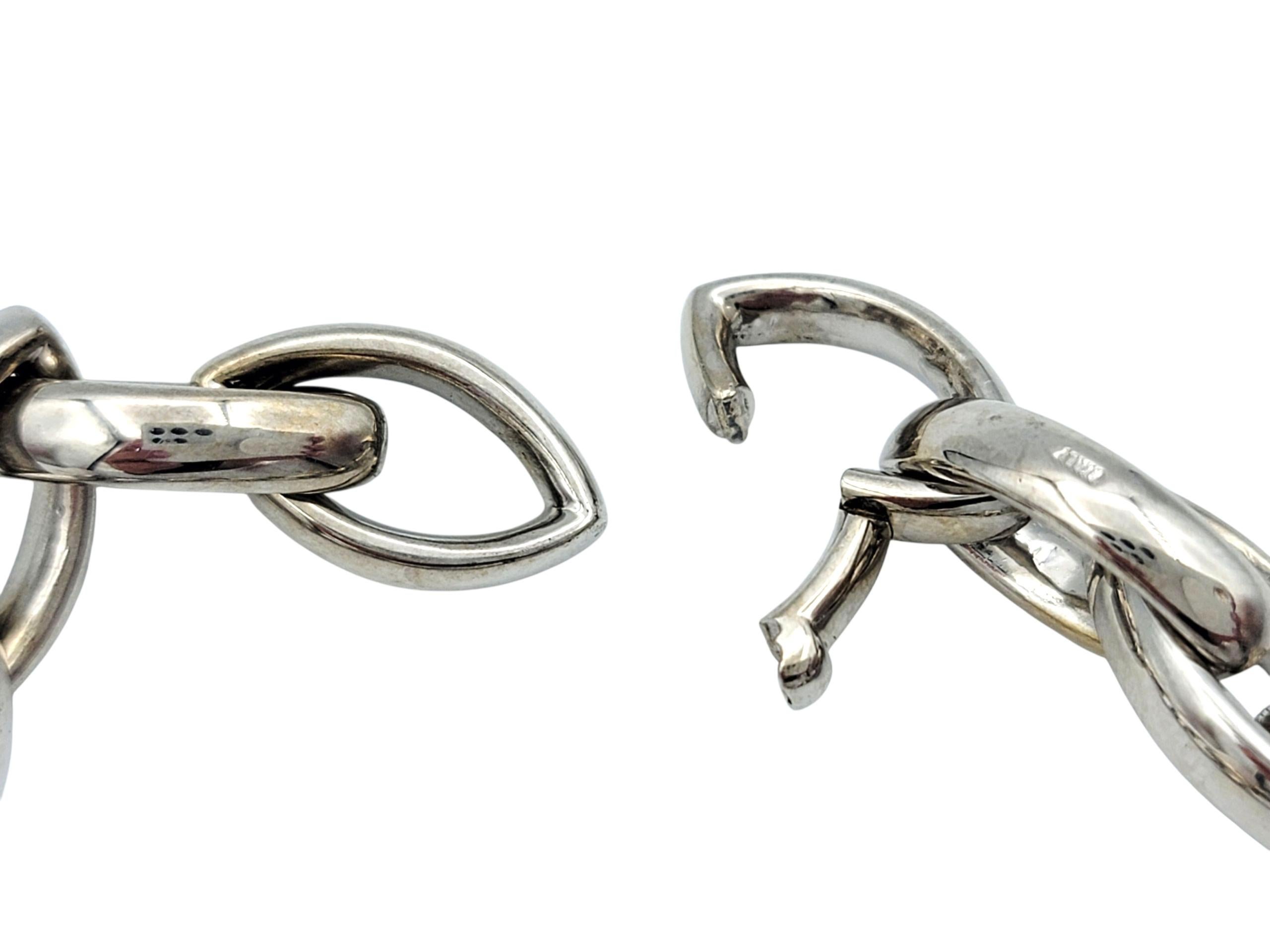 Femenino o masculino Pulsera de eslabones puntiagudos con pavé de diamantes en oro blanco pulido de 18 quilates en venta