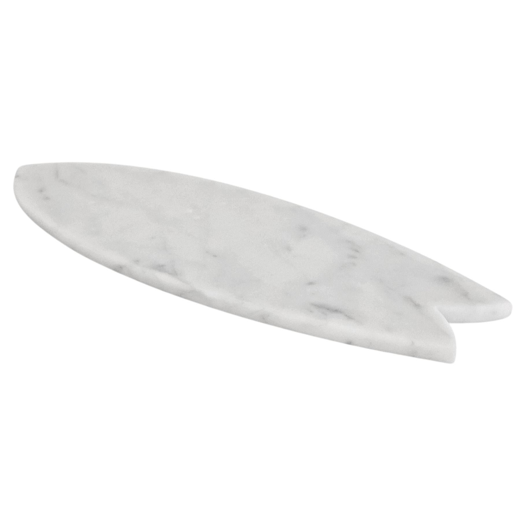 Pointed Surf Sushi Tray in White Carrara Marble