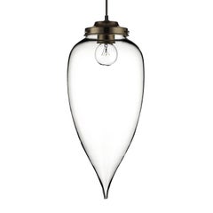 Pointelle Grand Gray Handblown Modern Glass Pendant Light, Made in the USA