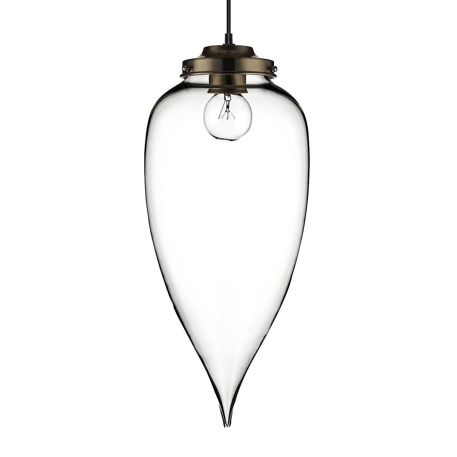 American Pointelle Grand Opaline Handblown Modern Glass Pendant Light, Made in the USA For Sale