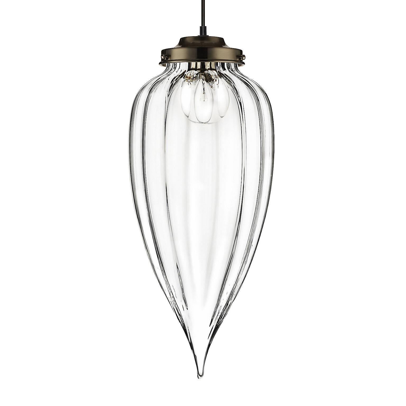 Pointelle Grand Opaline Handblown Modern Glass Pendant Light, Made in the USA In New Condition For Sale In Beacon, NY